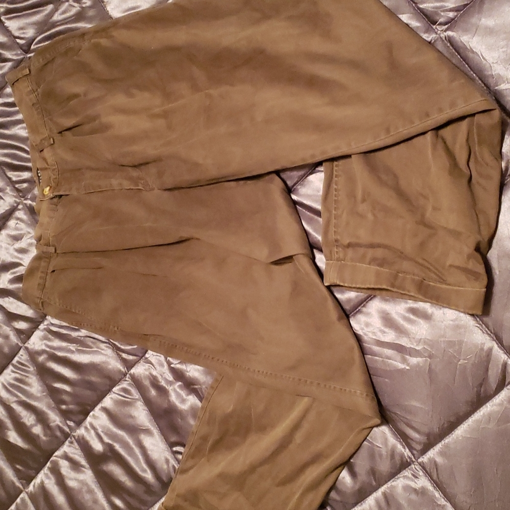 Green slacks.